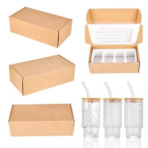 4pcs One Set Transparent Drinking Glassed Cup with Bamboo Lid and Straw Heat Proof Iced Coffee Glass <strong>Tumbler</strong> for Smoothie/beer - Product Image 4