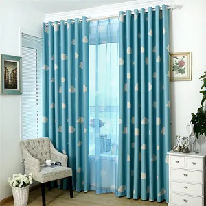 Korean Fresh Cloud Printing Style Window Thermal Insulated Breathable Back Tab Custom Polyester Blackout Window Curtains//