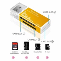 Lector de Tarjetas USB 2.0 para Portátil, Aleación de Aluminio, Colorido, Exquisito, Mini, Cuatro en Uno, de Alta Velocidad, para Tarjetas de Memoria Flash TF, SD, MS, MMC