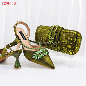 YQ9901 <span class=keywords><strong>Sandales</strong></span> à talons carrés pour femmes, talons hauts en strass, <span class=keywords><strong>sandales</strong></span> <span class=keywords><strong>italiennes</strong></span> avec lanières convertibles en cuir véritable - Product Image 4