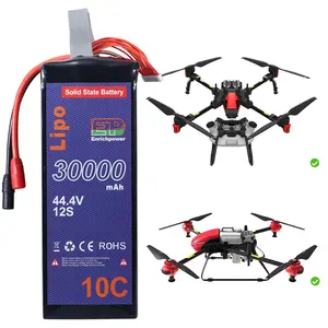 Long Flying Light Weight Customization Solid State Graphene Lion Battery Batteries Pack 12S 30000mAh 44.4V 30Ah 10C For Drone