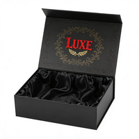 Boîte cadeau portable de luxe personnalisée, écologique, en matériaux recyclés, avec insert en satin noir magnétique, doublure en satin, gaufrage en satin