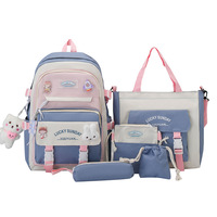 Nouveau Sac à Dos Tendance 2025 Résistant à l'Usure pour Filles d'École Primaire, Grande Capacité, Ensemble Cinq Pièces pour Adolescentes et Jeunes Filles