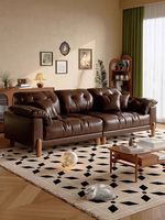 Nouveau design, ensemble de canapés de luxe beige en cuir, 1, 2, 3 places, style moderne du milieu du siècle, canapés en cuir pour salon, hôtel, villa