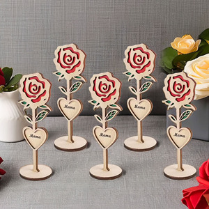 Laser Cut Mother's Day Valentine's Day Table Decoration Wooden Roses Can Be Customized LOGO Wedding <b>Memorial</b> <b>Gift</b> for Mother - Product Image 1