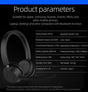 New Arrival Bluetooth Trucker <strong>Headset</strong> with Microphone Noise Canceling For MS Teams Call Center Skype Wireless Wire Headphone - Product Image 2