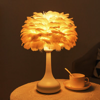 Lampe de table à plumes LED moderne, lampe de chevet pour chambre d'enfant, style européen, lampe de bureau pour salle de mariage, lampe de nuit pour salon, pour la maison