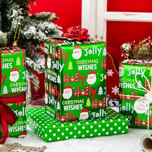 Green Christmas Wrapping Paper 17 In X 33 Ft Reversible Santa Polka Dot Holiday Gift <b>Wrap</b> - Product Image 2