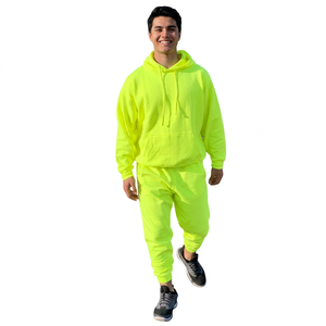 Conjunto Deportivo Unisex de Algodón 100%, Sudadera con Capucha y Pantalones Jogger, Transpirable, Ecológico, Antibacterial, Tallas Grandes, para Invierno, Fitness, Gimnasio, Running - Product Image 1