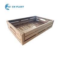 Caisse en plastique pliable à effet bois, panier de rangement pliable pour fruits et légumes, idéal pour les magasins, marchés et supermarchés