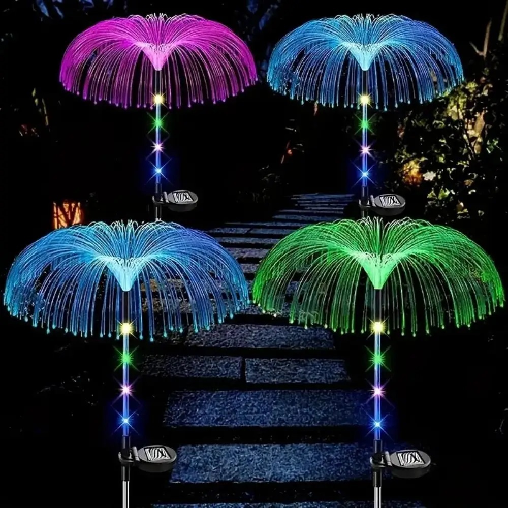Waterproof Fiber Optic Decorative Solar Lights Outdoor Jellyfish Night Garden Light