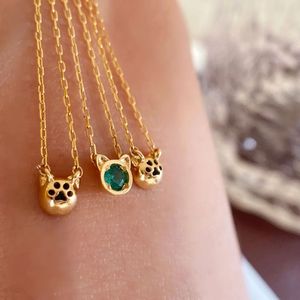 Colliers pendentifs en or massif 18 carats Xinfly avec émeraude, bijoux fins en pierres précieuses Au750 pour femmes - Product Image 5