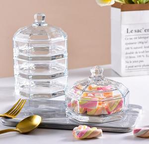 <span class=keywords><strong>Pot</strong></span> à bonbons en verre classique et durable, octogonal à trois couches, multifonctionnel, pour bonbons et sucres, avec couvercle - Product Image 2