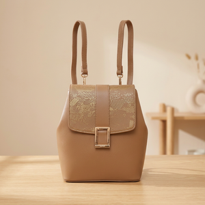 Compact Lady Waterproof Synthetic <b>Leather</b> <b>Backpack</b> Lightweight with Adjustable Straps and Zipper Lock - Product Image 3