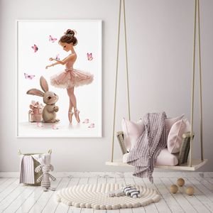 Adesivo Murale Coniglio Ballerina Rosa per Cameretta Bambine, Impermeabile, Autoadesivo, Ecologico in PVC, Decorazione Murale Principessa per Bambini - Product Image 4