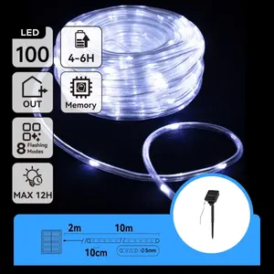 Ghirlanda di luci solari, tubo da 5 mm, luce bianca fredda, lunghezza da 2 m e 10 m, ideale per decorazioni esterne e creazione di atmosfera. - Product Image 1