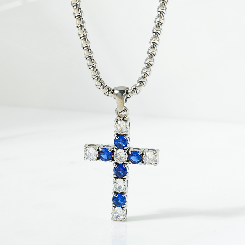 N0171-13 4.0mm Round  White&Blue CZ