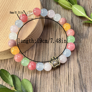 Ungu Biru bergaris batu akik Lapis batu Lazuli gelang kaki anjing elastis trendi manik-manik hadiah Buddha pola bentuk bola - Product Image 5