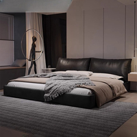 Lit double king size en cuir véritable moderne YOUTAI pour chambre à coucher