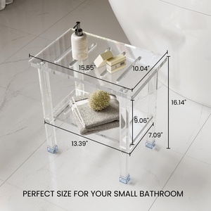 <span class=keywords><strong>Banc</strong></span> de douche en acrylique pour l'intérieur de la douche, robuste (peut supporter jusqu'à 300 lb), tabouret de douche avec étagère de rangement - Product Image 2