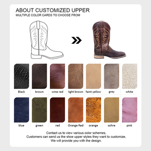 Bottes de Cowboy de haute qualité hommes genou luxe Lichee bottes de Cowboy en cuir Goodyear Welt talon épais bottes de Cowboy pour hommes - Product Image 4