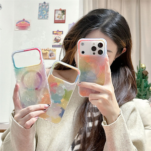 Luxury Rainbow Graffiti IMD Magnetic Mobile Phone <b>case</b> for iPhone 17 16 Pro Max Glitter colorful shell pattern Laser back Cover - Product Image 6