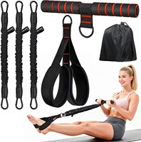 Entrenador de Resistencia Multifuncional con Pedal, Cuerda Elástica de 4 Tubos para Abdominales, Aparato para Tonificar Abdomen, Gimnasio en Casa, Fitness para Adultos