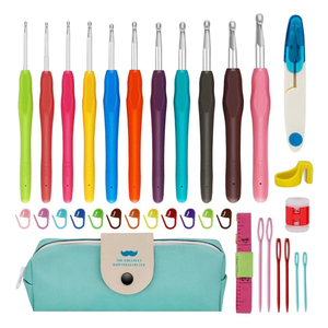 Juego <span class=keywords><strong>de</strong></span> ganchos <span class=keywords><strong>de</strong></span> ganchillo <span class=keywords><strong>de</strong></span> 11 14 tamaños, ganchos <span class=keywords><strong>de</strong></span> ganchillo ergonómicos multicolores <span class=keywords><strong>de</strong></span> 2-7mm con estuche para manos artríticas, <span class=keywords><strong>agujas</strong></span> <span class=keywords><strong>de</strong></span> ganchillo <span class=keywords><strong>extra</strong></span> <span class=keywords><strong>largas</strong></span> - Product Image 1