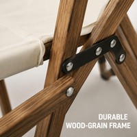 Chaise de camping pliante à dossier haut en alliage d'aluminium avec accoudoirs en bois, siège portable pliable pour la randonnée