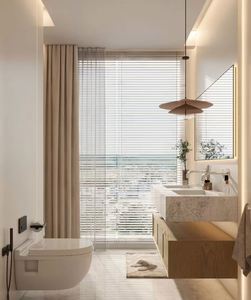 Meuble-lavabo de salle de bain simple de style minimaliste contemporain, avec un grand miroir intelligent - Product Image 3