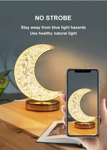 Modern Plastic Bedroom Crystal Touch Dimming Night Light Girls Room Home Decor USB <b>Bedside</b> LED Ambient <b>Table</b> 3d Moon Lamp - Product Image 4