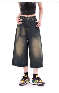 Venta Directa de Fábrica: Pantalones Capri Vaqueros Holgados de Cintura Alta para Mujer, Estilo Retro Degradado, Desbloquea el Código del Estilo Urbano - Product Image 5
