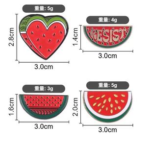 Spille da bavero all'ingrosso in lega di zinco, stile Kawaii a forma di cartone animato, con simbolo della pace palestinese rosso-verde (anguria), tema Amore per l'America Latina, per la vendita al dettaglio - Product Image 5