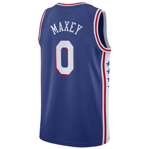 Philadelphia Pria 2025 # 0 Maxey Jersey Custom Kaos Basket Jahitan Bordir Seragam Remaja - Product Image 2