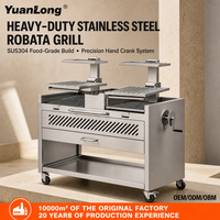 Chariot de barbecue moderne en acier inoxydable durable à hauteur réglable pour la cuisson au charbon de bois à l'argentin