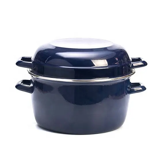 High quality enamel cookware black mussel pot/pan