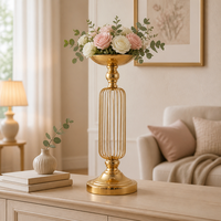 Chandelier en fil de fer plaqué or de qualité supérieure, de style européen, pour décoration de table, idéal pour mariages romantiques et présentations commerciales
