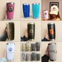 Grosir Cangkir Minuman Custom 20oz Lapisan Powder Coated Stainless Steel, Mug Kopi Perjalanan Mobil, Botol Air, Termos, Ready Stock