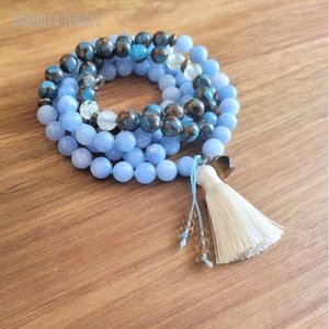 MN44282 Collana Naturale per Yoga e Meditazione con 108 Perle di Acquamarina, Gioiello Regalo per Lei, per Uso Quotidiano - Product Image 4