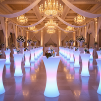 Table de bar LED moderne COOLQING, mobilier d'intérieur et d'extérieur en PE pour événements nocturnes, hôtels, location événementielle, planificateur de mariages