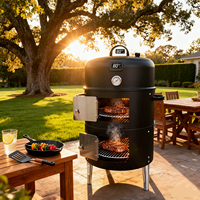 Prix usine Commercial extérieur 3 en 1 tour ronde cylindre charbon de bois vapeur cylindre Barbecue barbecue fumeur gril