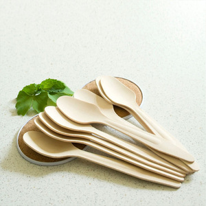 Cucchiaio di Legno Monouso Luckyvanpin 185mm Rinforzato in Betulla Biodegradabile Ecologico <span class=keywords><strong>per</strong></span> Feste Confezione da 100 Pezzi Ingrosso Personalizzabile - Product Image 2