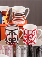 Service à café et à thé en porcelaine fine de style européen, motif mosaïque, haut de gamme, pour le petit-déjeuner et le thé de l'après-midi