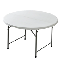 JDZZ-89 Mesa de Picnic Plegable Redonda de Plástico HDPE de 4, 5 y 6 Pies, Mesas de Comedor Plegables por la Mitad con Asa