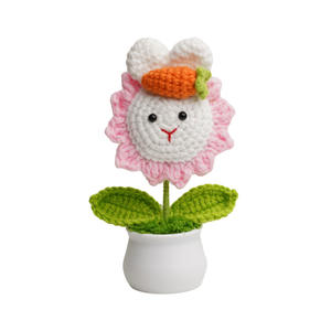 Flor de ganchillo artificial de alta calidad, ramo de conejo, hilo de planta de punto encantador para decoración del hogar - Product Image 3