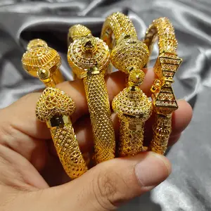 Dubai, venta al por mayor, brazalete de Color dorado, pulsera africana para fiesta de boda, regalo de joyería, brazalete árabe Hawaiano