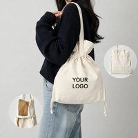 Sac à cordon réutilisable multifonctionnel avec poignée, sac en toile de coton avec logo personnalisé