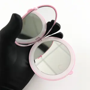 Maquillage Portable avec Logo personnalisé pour fille, Rechargeable, de poche, cosmétique, miroir de voyage avec lumière