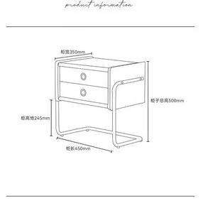Cross-border solid wood bedside table, bedroom retro <b>small</b> storage <b>cabinet</b>, vintage furniture, stainless steel bedside storage - Product Image 4
