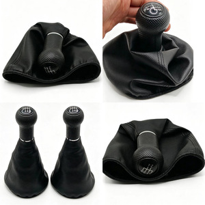 Chen Can Car Gear <b>Knob</b> Black Leather <b>Shift</b> Lever Cover For Volkswagen Manual Transmission 5 Speed - Product Image 5
